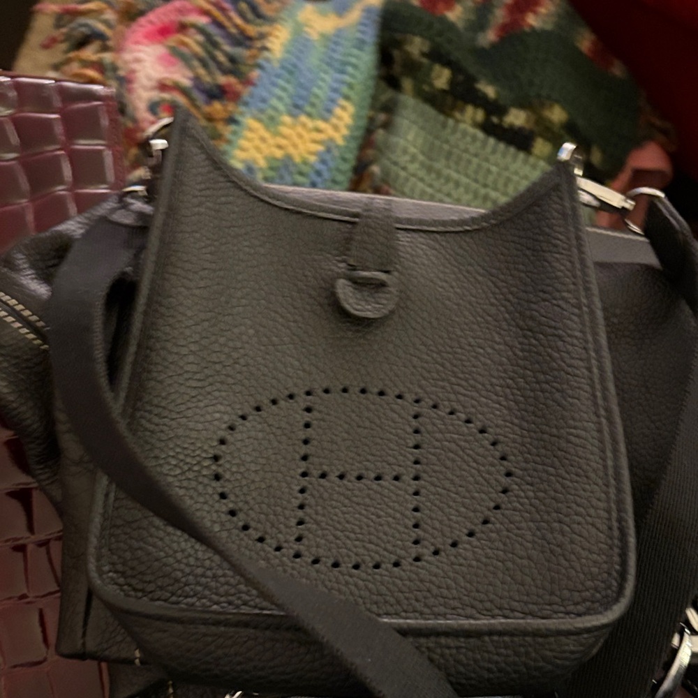 Hermes Black Leather Designer Shoulder Bag